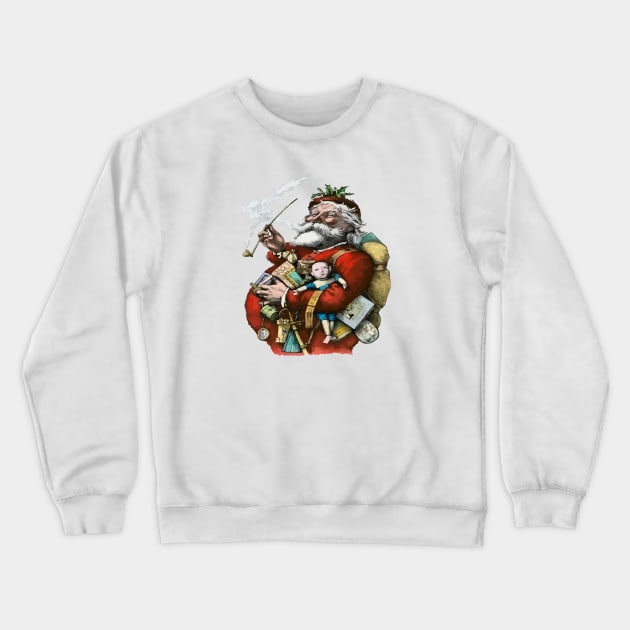 Vintage Style Colored Ink Illustration Of Santa Claus Crewneck Sweatshirt by taiche